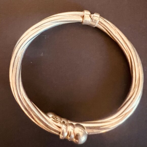 VTG Unisex 925 Silver Twisted Rope Hinged Bangle Bracelet Jewelry Italy Signed - Picture 2 of 7